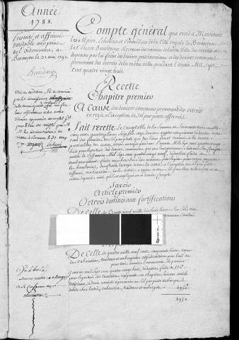 Comptes de la Ville de Besançon, recettes et dépenses, Compte de Pierre Bourdarye (1788) (double du précédent)