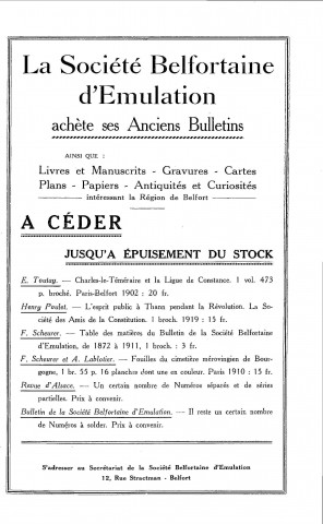 01/01/1932 - Bulletin de la Société belfortaine d'émulation [Texte imprimé]