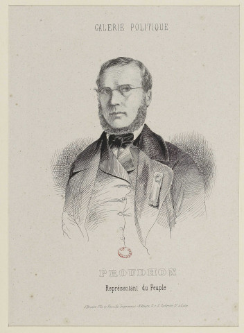Proudhon Représentant du Peuple [image fixe] , Lyon : J. Brunet Fils et Fontville Imprimeurs-Editeurs. G. r. S. Catherine, 11, 1848