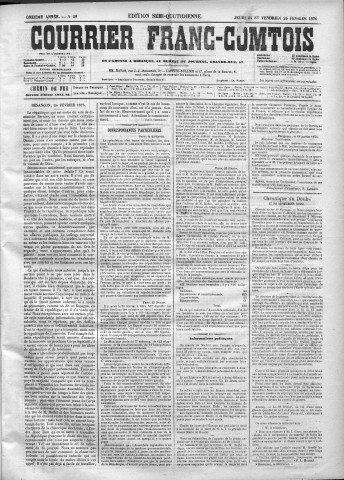 24/02/1876 - Le Courrier franc-comtois [Texte imprimé]