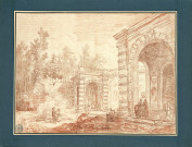 29 - Vue de la fontaine du Lys dans les jardins du palais Farnèse à Caprarola / Hubert Robert , [Rome], 1764