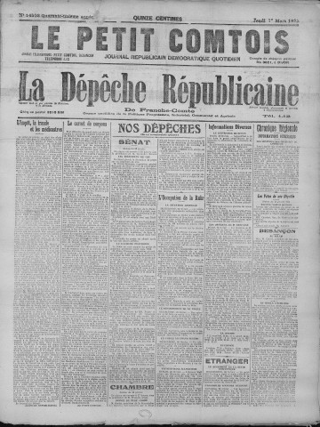 01/03/1923 - La Dépêche républicaine de Franche-Comté [Texte imprimé]
