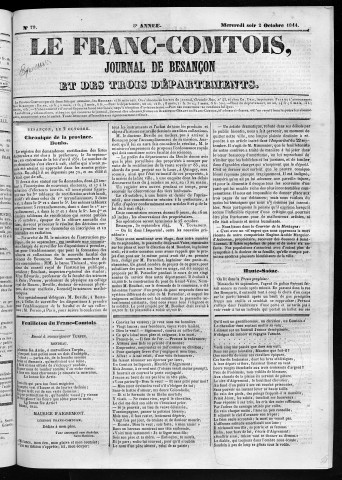 02/10/1844 - Le Franc-comtois - Journal de Besançon et des trois départements
