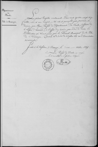 Registre des délibérations du Conseil municipal, avec table alphabétique, du 2 août 1850 au 21 mai 1855