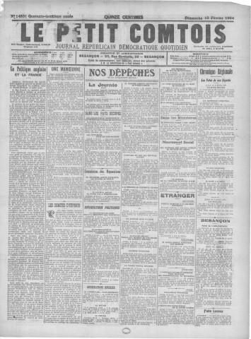 10/02/1924 - Le petit comtois [Texte imprimé] : journal républicain démocratique quotidien