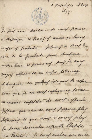 Ms 602 - « Lettres de M. Pellisson-Fontanier... à M. Boisot, abbé de Saint-Vincent [de Besançon] »