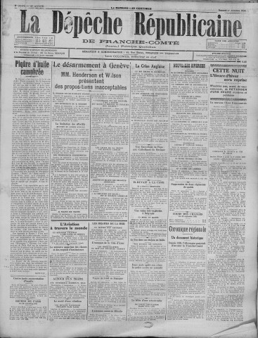 01/10/1932 - La Dépêche républicaine de Franche-Comté [Texte imprimé]