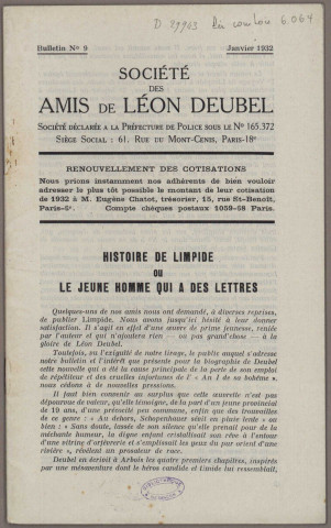 01/1932 - Bulletin / Société des amis de Léon Deubel