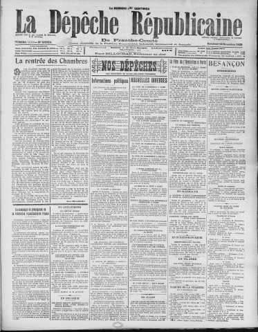 12/11/1926 - La Dépêche républicaine de Franche-Comté [Texte imprimé]