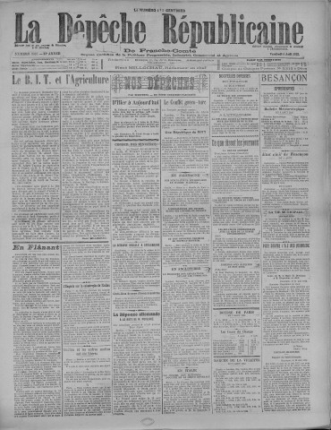 04/08/1922 - La Dépêche républicaine de Franche-Comté [Texte imprimé]