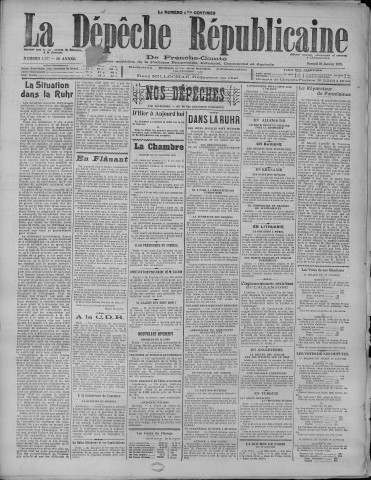 20/01/1923 - La Dépêche républicaine de Franche-Comté [Texte imprimé]