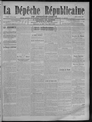 12/04/1906 - La Dépêche républicaine de Franche-Comté [Texte imprimé]