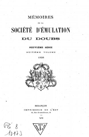 01/01/1928 - Mémoires de la Société d'émulation du Doubs [Texte imprimé]