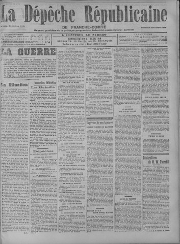 26/09/1914 - La Dépêche républicaine de Franche-Comté [Texte imprimé]