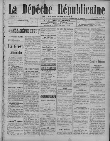 21/04/1907 - La Dépêche républicaine de Franche-Comté [Texte imprimé]