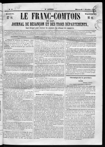 09/02/1848 - Le Franc-comtois - Journal de Besançon et des trois départements