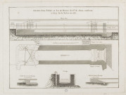 Dessin d'une écluse en lit de rivière de 6pi de chute, construite à Gray sur la Saône en 1787 [estampe] , [S.l.] : [s.n.], [1700-1799]