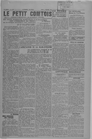 03/02/1944 - Le petit comtois [Texte imprimé] : journal républicain démocratique quotidien