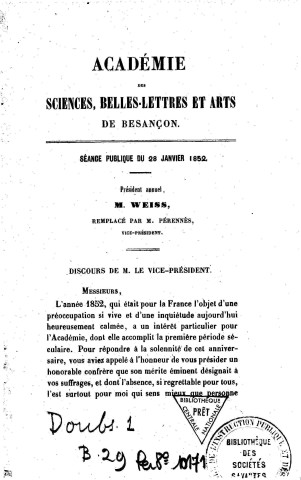1852 - Séances publiques