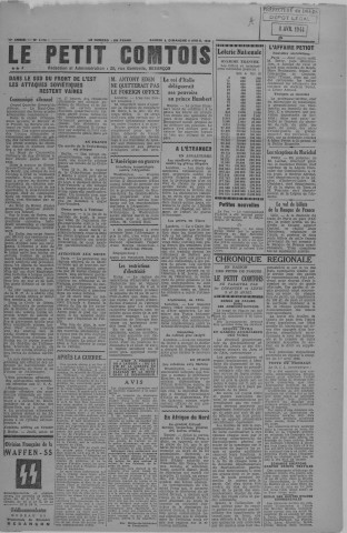08/04/1944 - Le petit comtois [Texte imprimé] : journal républicain démocratique quotidien