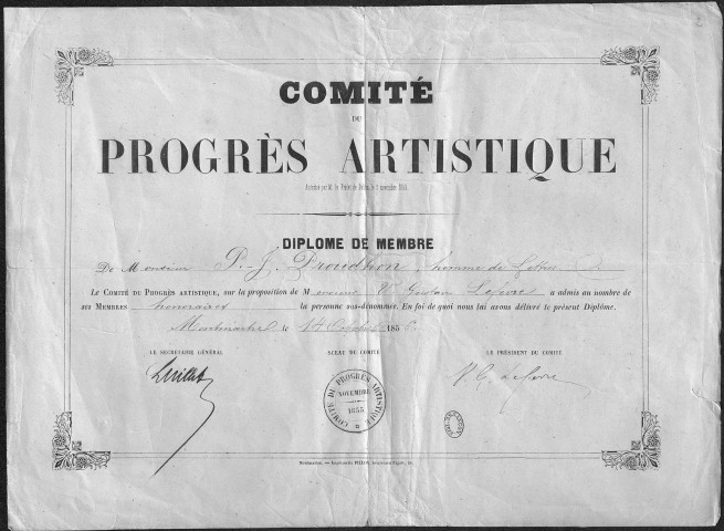 Ms 2895 - Papiers personnels de Pierre-Joseph Proudhon.