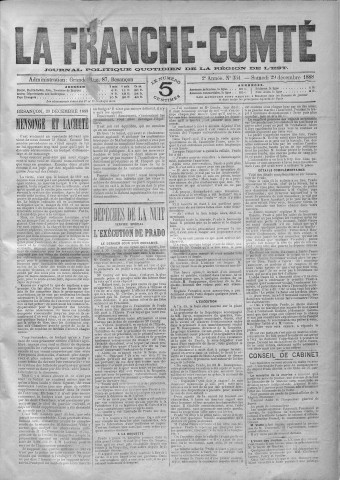 29/12/1888 - La Franche-Comté : journal politique de la région de l'Est