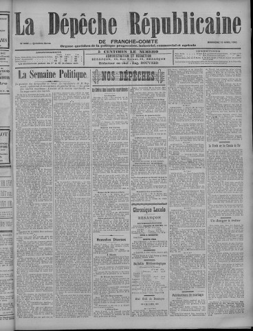 10/04/1910 - La Dépêche républicaine de Franche-Comté [Texte imprimé]