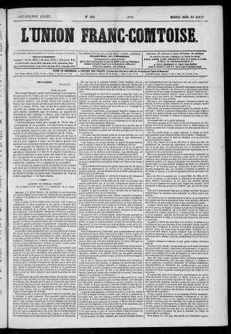 22/08/1871 - L'Union franc-comtoise [Texte imprimé]