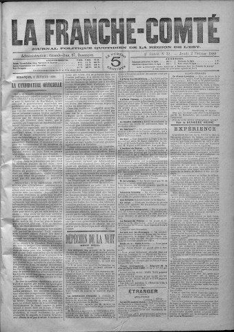02/02/1888 - La Franche-Comté : journal politique de la région de l'Est