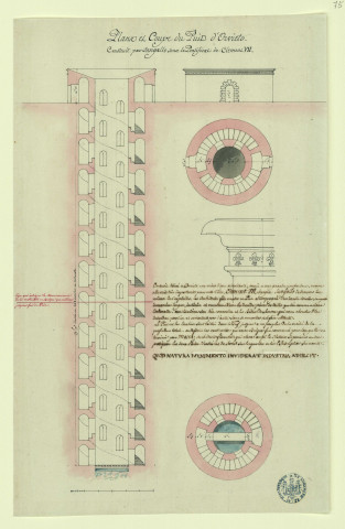 Plan et coupe du puit d'Orvieto / Pierre-Adrien Pâris , [S.l.] : [P.-A. Pâris], [1700-1800]