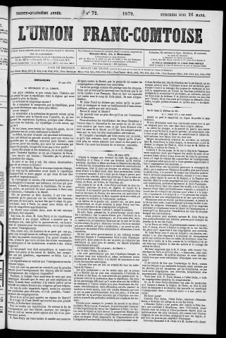 26/03/1879 - L'Union franc-comtoise [Texte imprimé]
