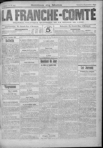 09/09/1893 - La Franche-Comté : journal politique de la région de l'Est