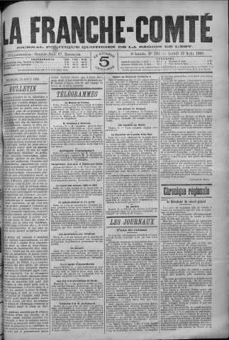 25/08/1890 - La Franche-Comté : journal politique de la région de l'Est
