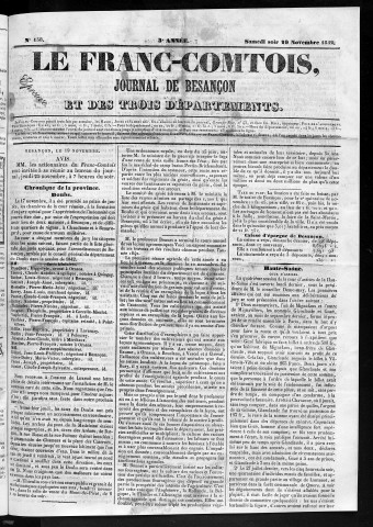 19/11/1842 - Le Franc-comtois - Journal de Besançon et des trois départements