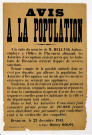 Avis à la population, à la suite du meurtre de Mr Hellvig... Besançon, 23 décembre 1943, affiche