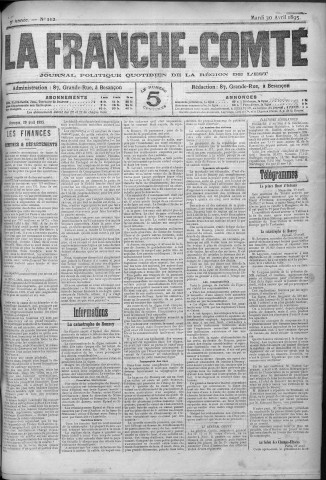 30/04/1895 - La Franche-Comté : journal politique de la région de l'Est