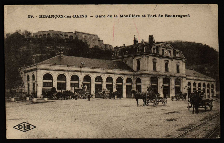 Besançon - Besançon-les-Bains - Gare de la Mouillère et Fort de Beauregard. [image fixe] , Besançon : Etablissements C. Lardier - Besançon, 1904/1930