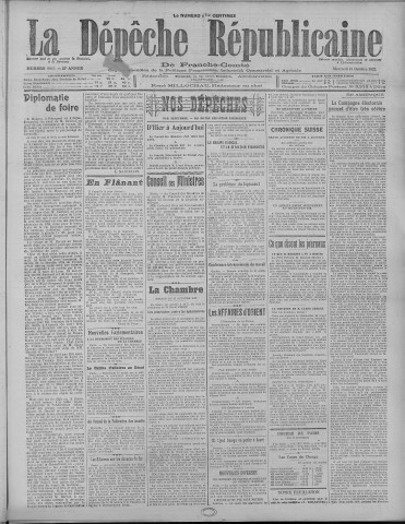18/10/1922 - La Dépêche républicaine de Franche-Comté [Texte imprimé]