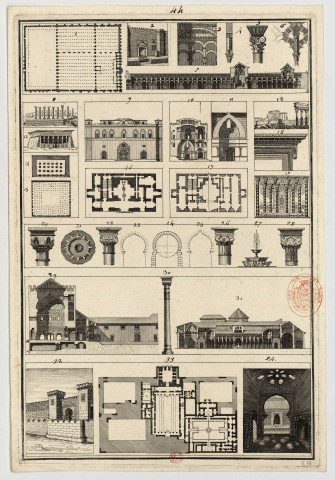 Art arabe, monuments et chapiteaux [Image fixe] : élévations et coupes , 1750/1799