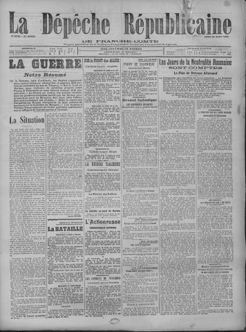 24/08/1916 - La Dépêche républicaine de Franche-Comté [Texte imprimé]