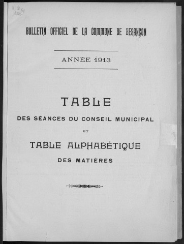 Registre des délibérations du Conseil municipal pour l'année 1913 (imprimé)