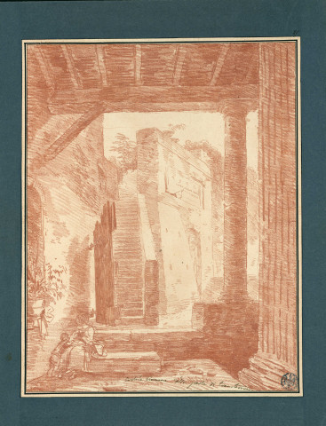 25 - Intérieur de cour / Hubert Robert , [Rome], [1761]