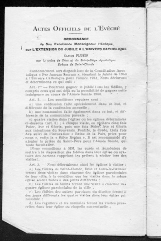 11/01/1951 - La Semaine religieuse du diocèse de Saint-Claude [Texte imprimé]