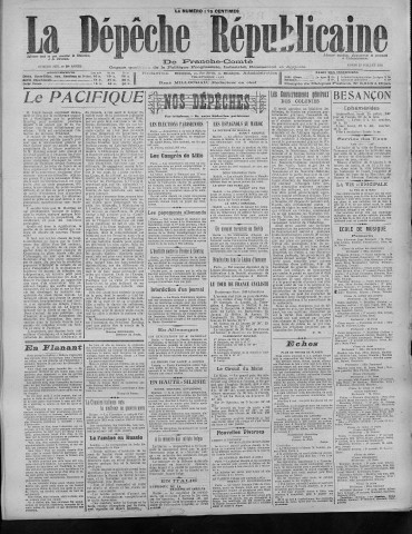 25/07/1921 - La Dépêche républicaine de Franche-Comté [Texte imprimé]