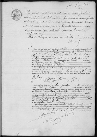 Registre des décès, 1909