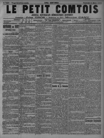 11/03/1904 - Le petit comtois [Texte imprimé] : journal républicain démocratique quotidien