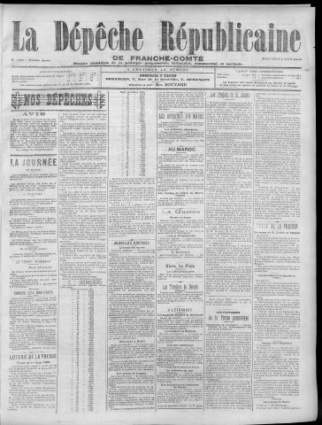02/08/1905 - La Dépêche républicaine de Franche-Comté [Texte imprimé]