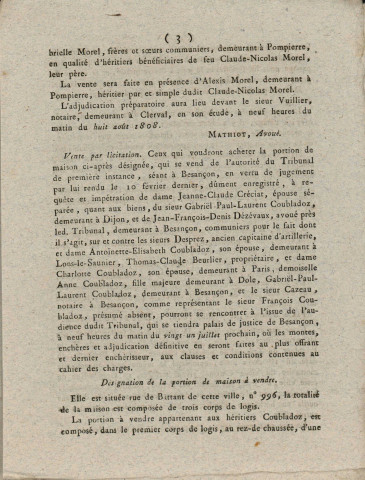 10/07/1808 - Feuille d'avis autorisée par arrêté de M. le Préfet du département du Doubs