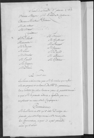 Registre des délibérations municipales 1er janvier - 31 décembre 1763