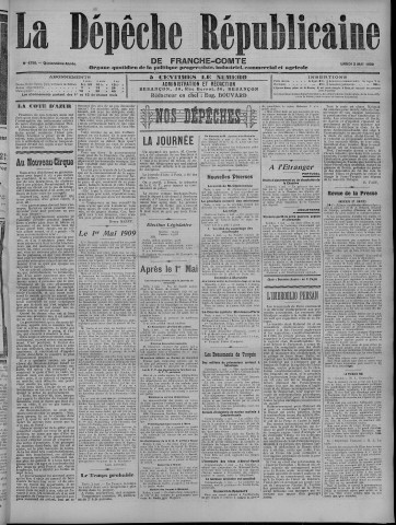 03/05/1909 - La Dépêche républicaine de Franche-Comté [Texte imprimé]